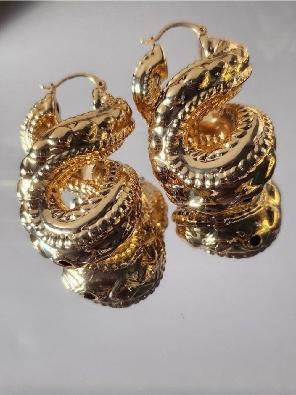 Gold Twisted Hoop Earrings - Women Jewelry